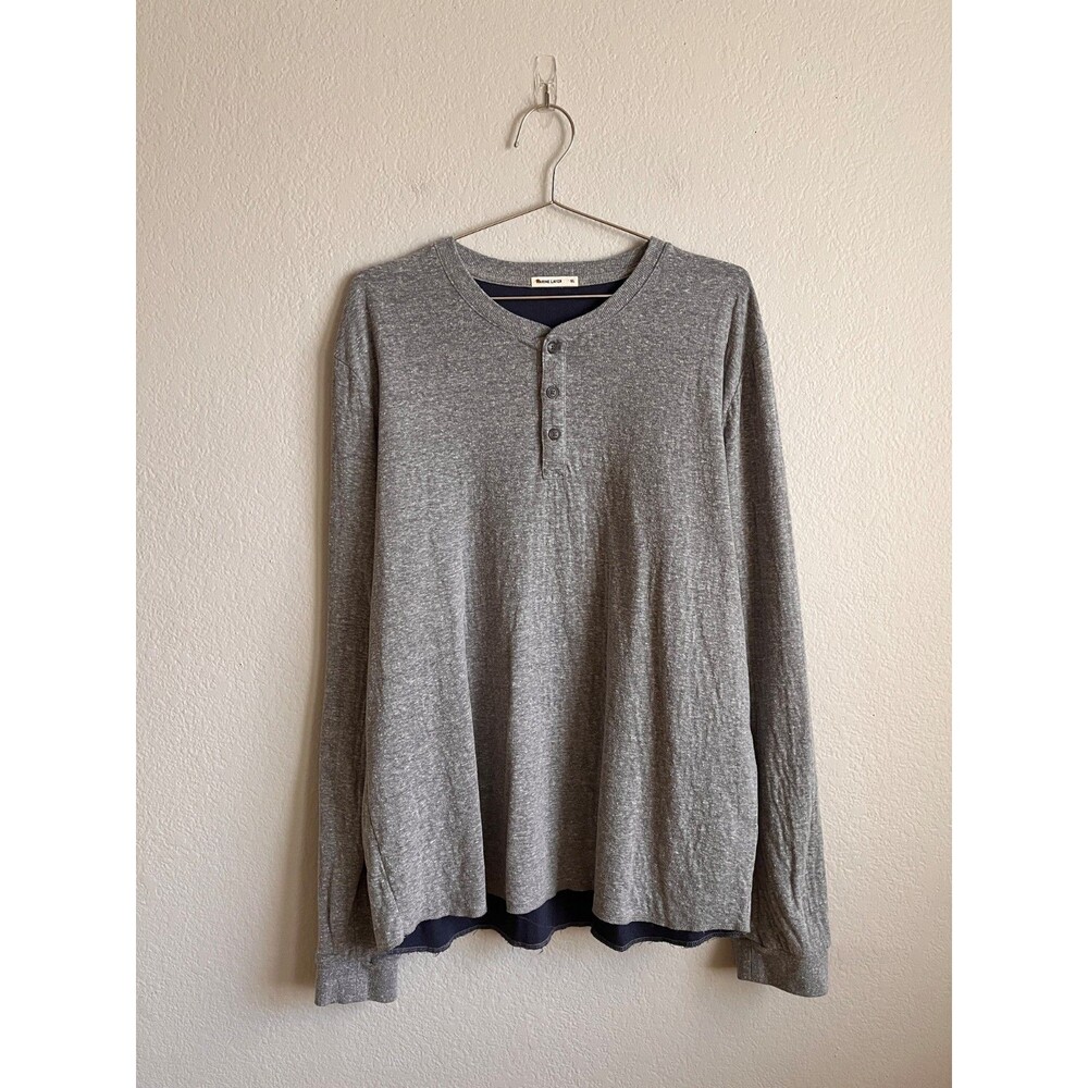 Marine Layer Double Knit Long Sleeve Henley Shirt in Heather Gray Size XL